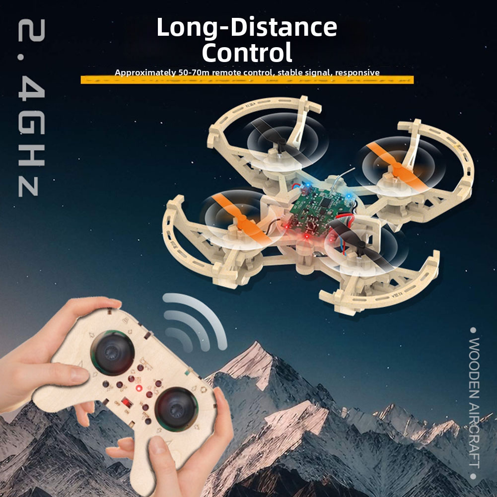 Drone Kit Octocopter - RC-Holzdrohnen-Modellbausatz, 3 Geschwindigkeitsmodi, Start und Landung,